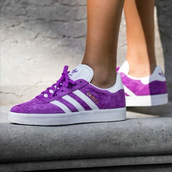 🔥 Adidas Gazelle Shock Purple Suede Women’s 6.5 Iconic Retro Streetwear Sneaker - Picture 3 of 13